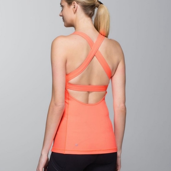 lululemon athletica Tops - Lululemon Orange Criss Criss Open Back Tank 6